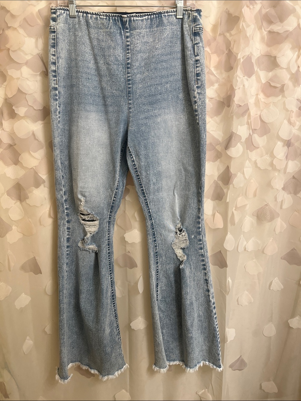 Tinseltown Light Blue Distressed Flare Jeans